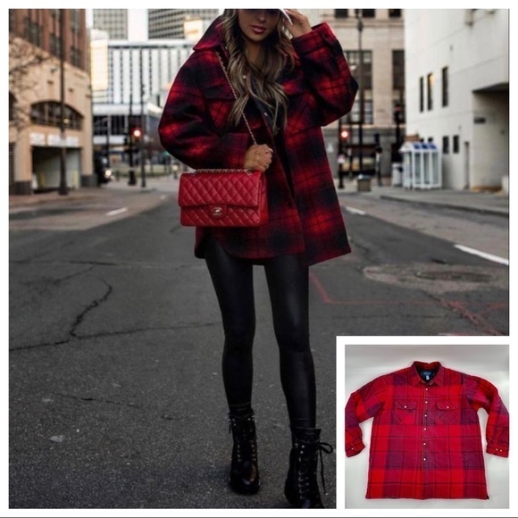 Vintage Towncraft RED PLAID Flannel Shacket Quilted Liner XL 90s Gorpcore - Picture 2 of 10
